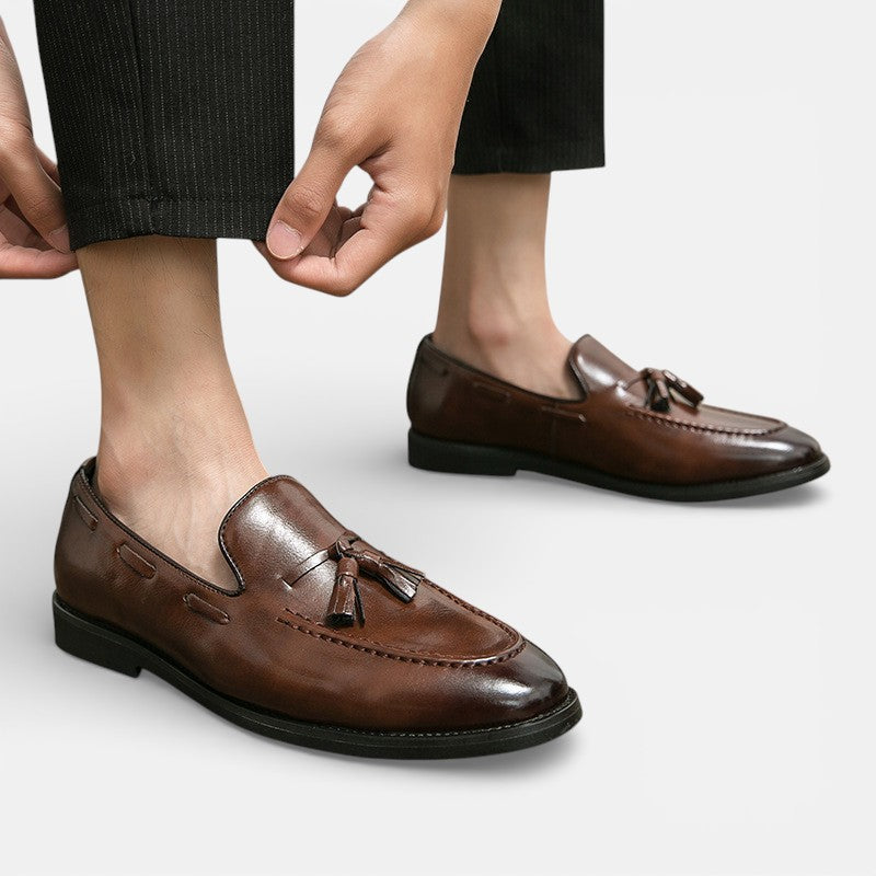 Lyoir | Men’s Premium Handcrafted Full-Grain Leather Tassel Loafers – Hayes Slip-On Dress Casual Shoes