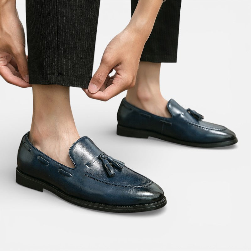 Lyoir | Men’s Premium Handcrafted Full-Grain Leather Tassel Loafers – Hayes Slip-On Dress Casual Shoes