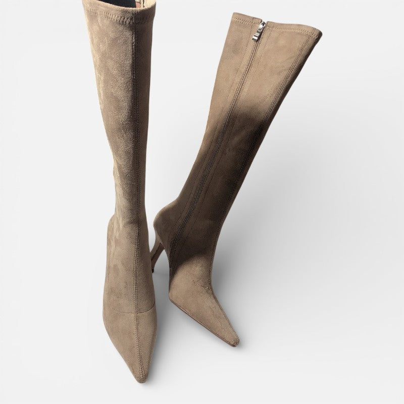 Lyoir | Women's Suede Thigh-High Heeled Boots