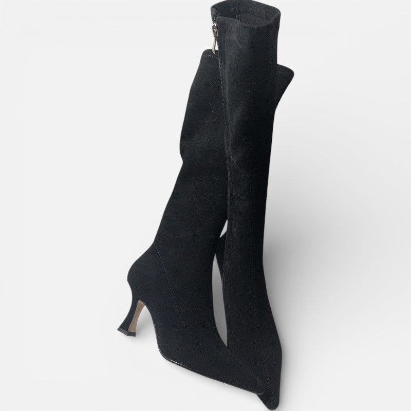 Lyoir | Women's Suede Thigh-High Heeled Boots