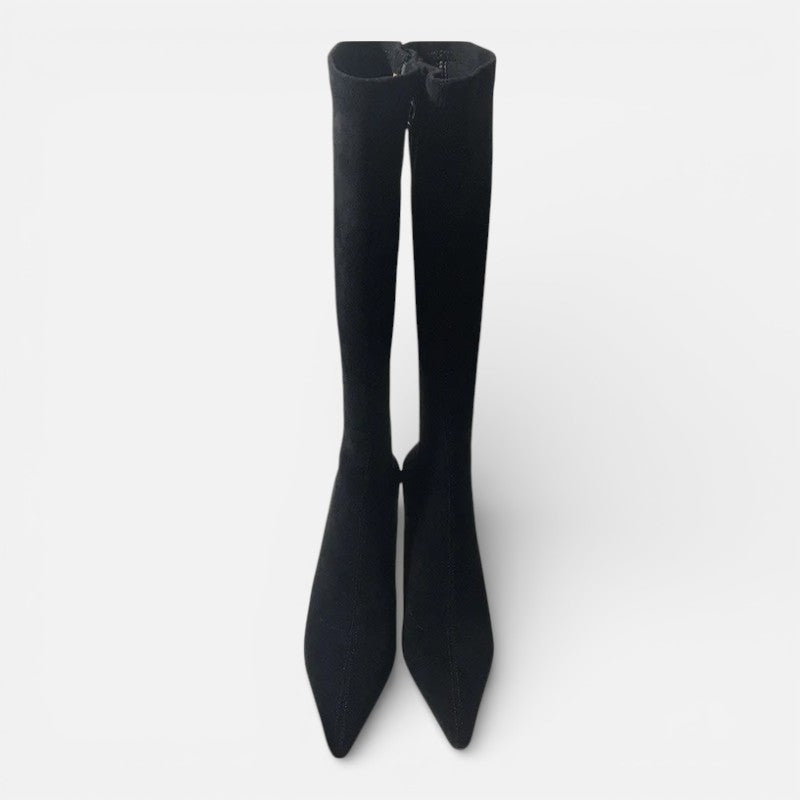 Lyoir | Women's Suede Thigh-High Heeled Boots