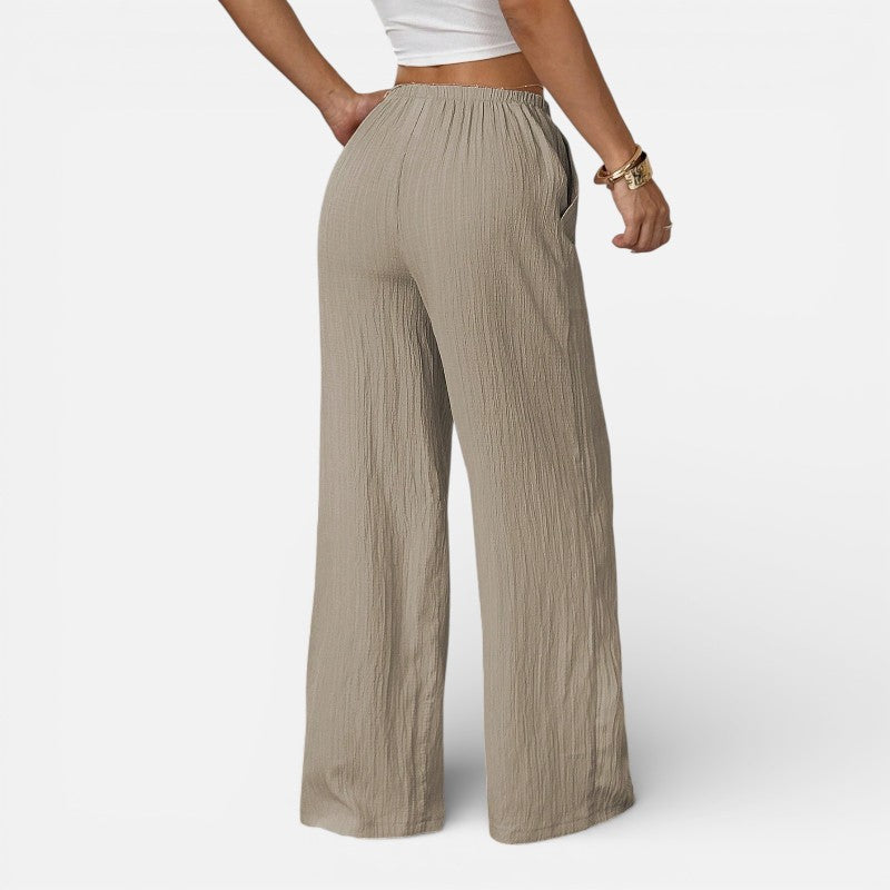 Lyoir | Women’s Wide Leg Pants Waist Tie