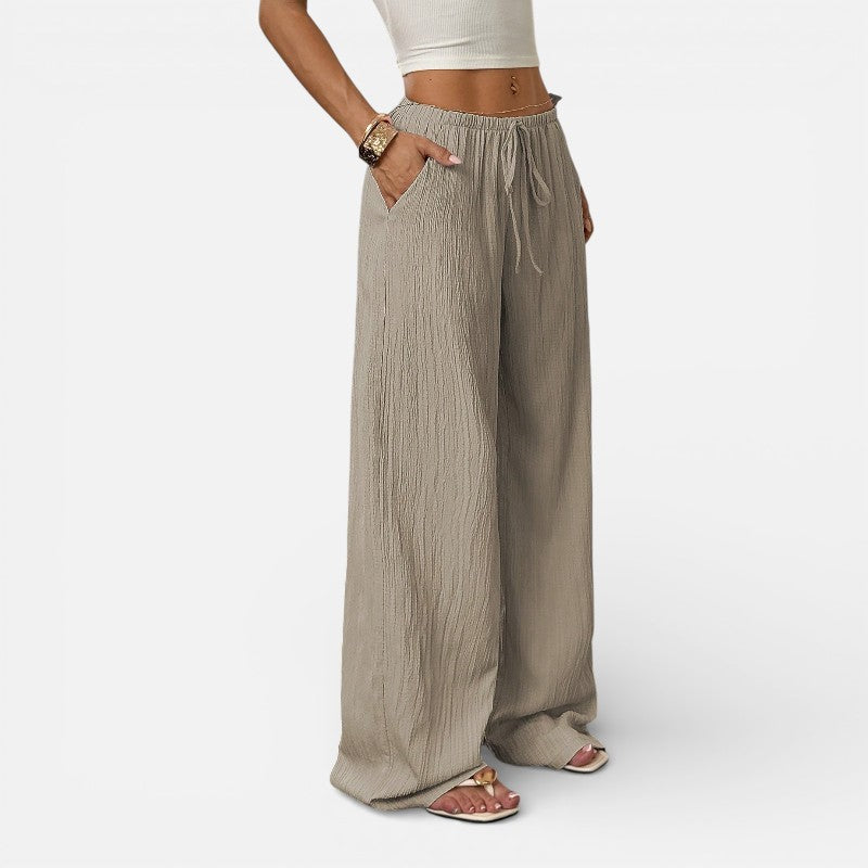 Lyoir | Women’s Wide Leg Pants Waist Tie