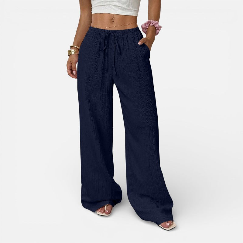 Lyoir | Women’s Wide Leg Pants Waist Tie