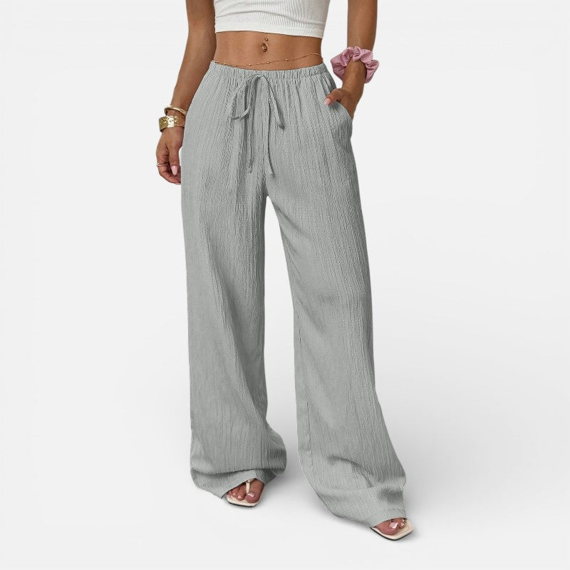 Lyoir | Women’s Wide Leg Pants Waist Tie