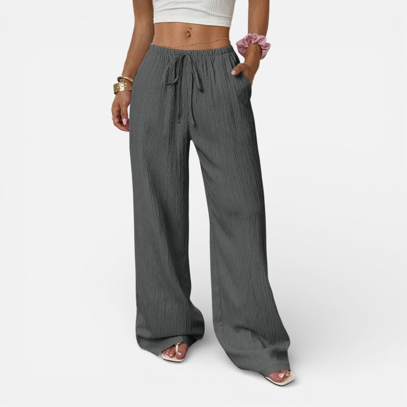 Lyoir | Women’s Wide Leg Pants Waist Tie