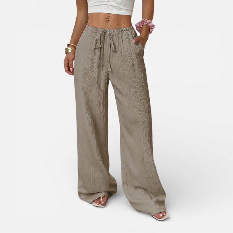 Lyoir | Women’s Wide Leg Pants Waist Tie