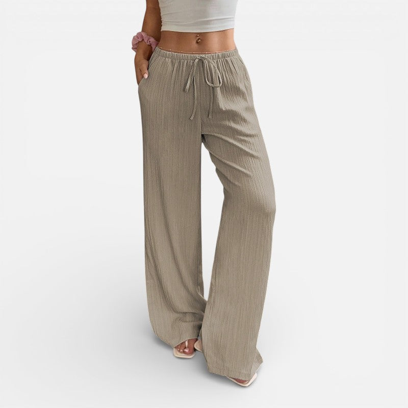 Lyoir | Women’s Wide Leg Pants Waist Tie
