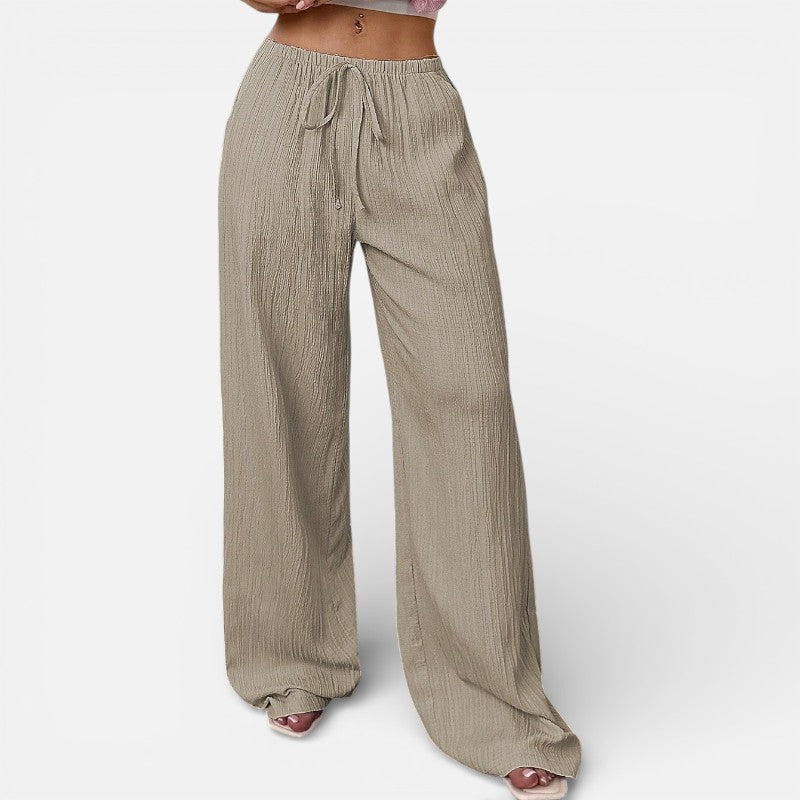 Lyoir | Women’s Wide Leg Pants Waist Tie