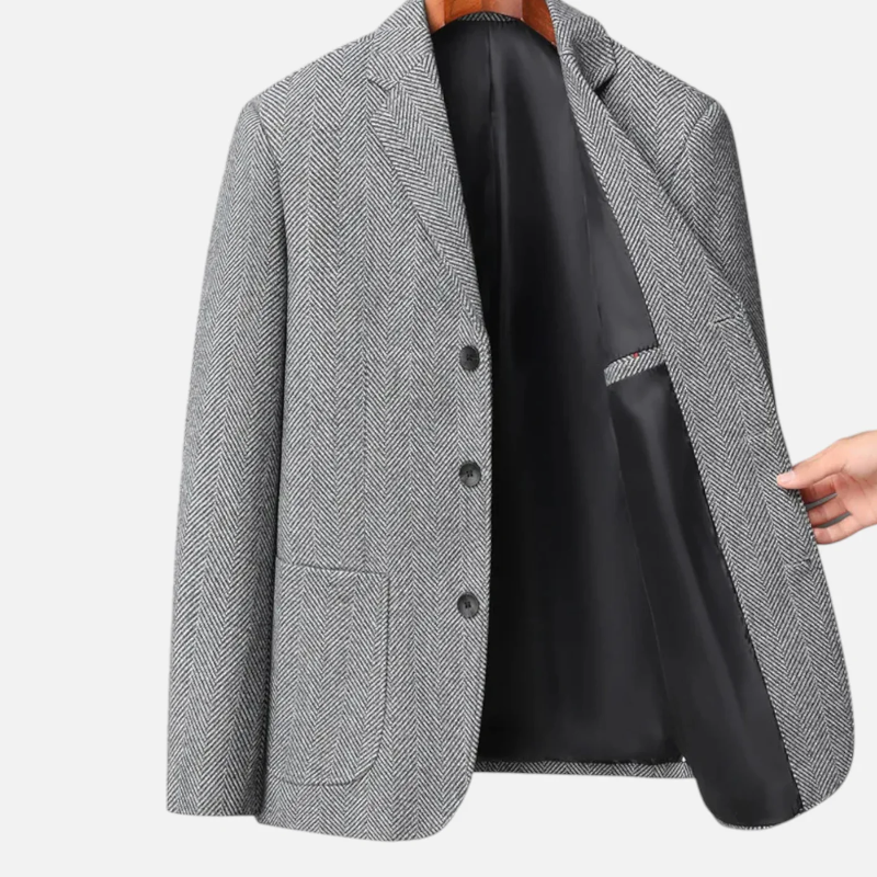 Lyoir | Men’s Herringbone Wool Blazer | Classic Single-Breasted Refinement