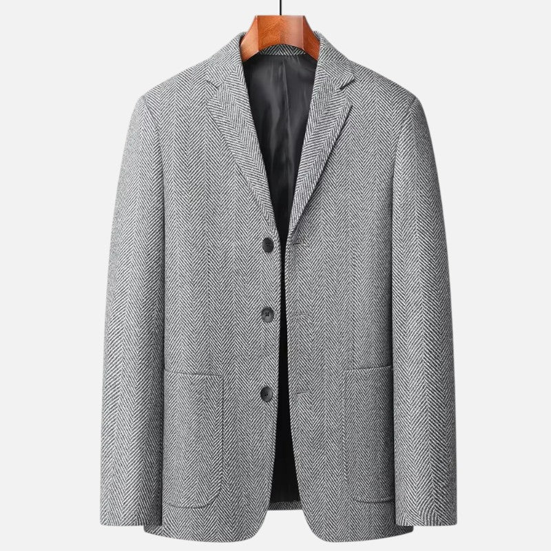 Lyoir | Men’s Herringbone Wool Blazer | Classic Single-Breasted Refinement