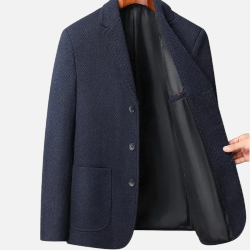 Lyoir | Men’s Herringbone Wool Blazer | Classic Single-Breasted Refinement