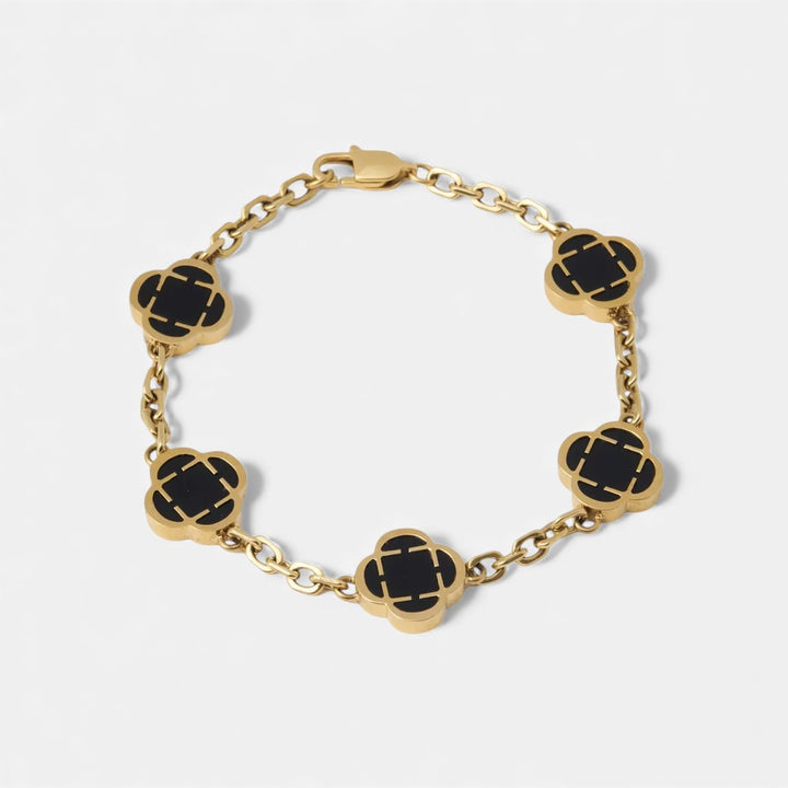 Lyoir | Men's Onyx Clover Stone Bracelet