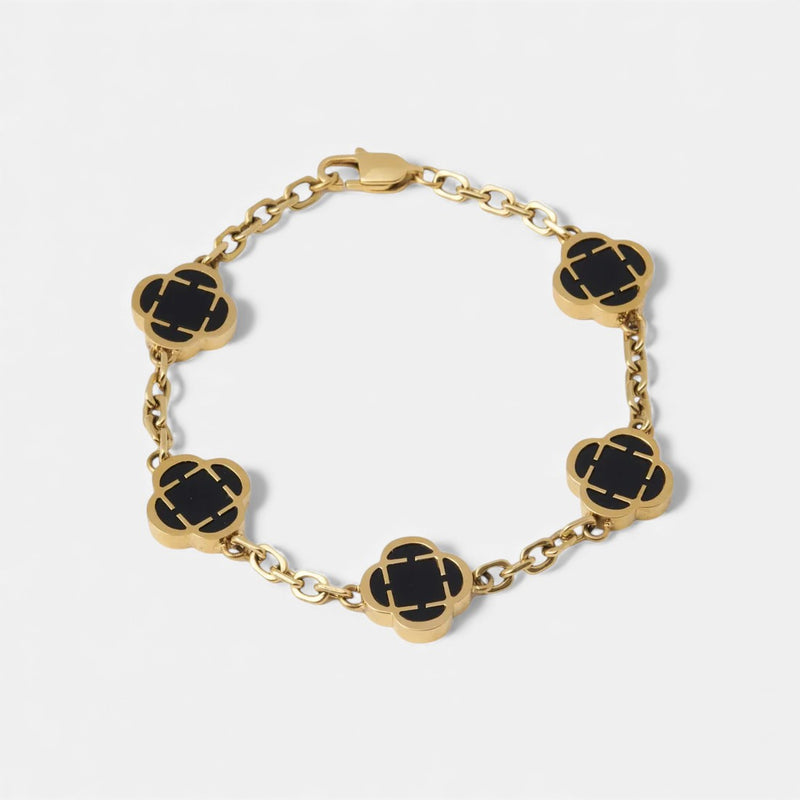 Lyoir | Men's Onyx Clover Stone Bracelet