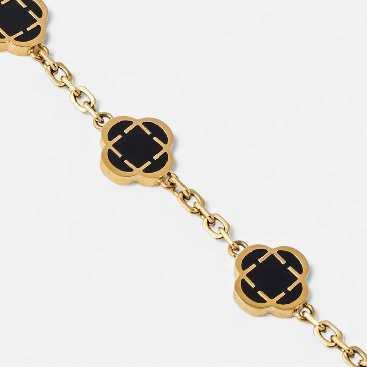 Lyoir | Men's Onyx Clover Stone Bracelet